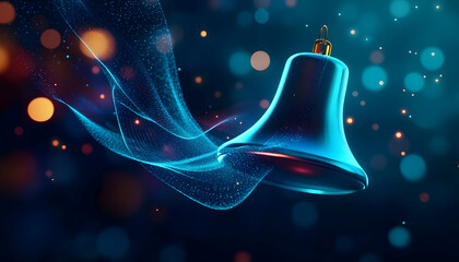 Poster - Shimmering bell with vibrant glowing background.