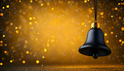 Canvas Print - shiny bell with golden bokeh background.