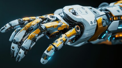 Poster - futuristic robotic arm with precision tools on a clean surface, emphasizing advanced technology for 