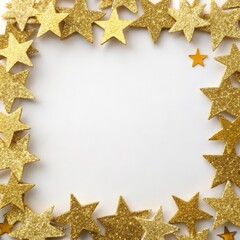 Wall Mural - a frame of gold glitters with a white background with a gold star.
