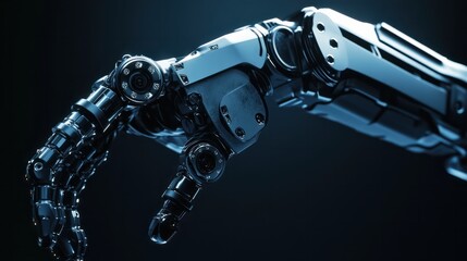Poster - metal robotic arm with gear for engineering industry