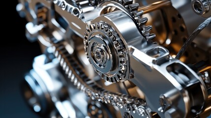 Poster - metal robotic arm with gear for engineering industry
