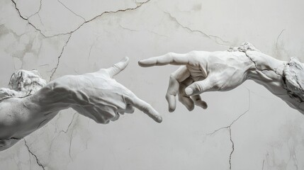 Poster - technology meets humanity background, modern remake of the creation of adam