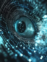 Poster - abstract artificial intelligence element. abstract infographics visualization. big data code represe
