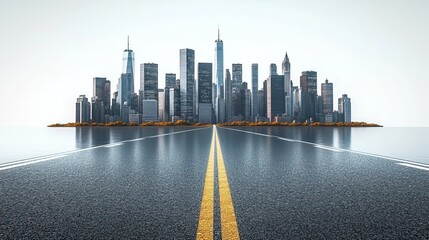Poster - 3d of road advertisement city road isolated city skyline with piece of land isolate
