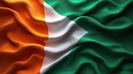 Poster - abstract digital background or texture design of irish flag colors ireland national country symbol wavy silk fabric background
