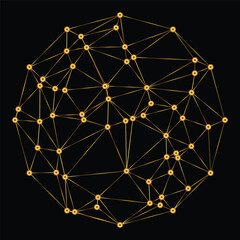 Wall Mural - sphere interconnected with lines and dots pattern abstract background. digital 3d futuristic technol