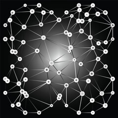 Wall Mural - sphere interconnected with lines and dots pattern abstract background. digital 3d futuristic technol