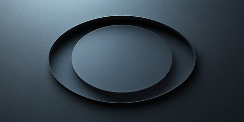 Poster - Elegant black circular trays arranged on a dark surface showcasing minimalist design