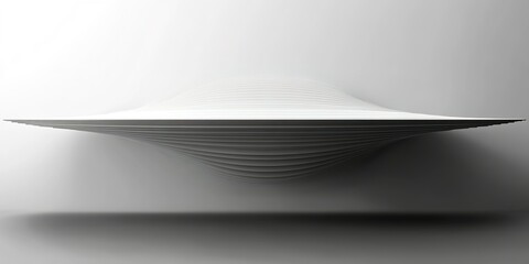 Poster - Floating white disk drawing on a smooth surface showcasing minimalist design and geometric precision in contemporary art