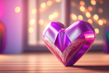 Poster - Shiny metallic heart as a symbol of love on Valentine's Day
