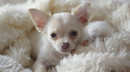 Wall Mural - Beautiful cute Chihuahua dog on a bright background