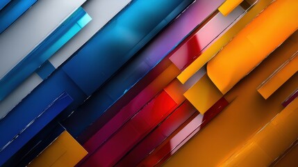 Poster - A colorful image of a striped pattern with blue, red, and yellow colors