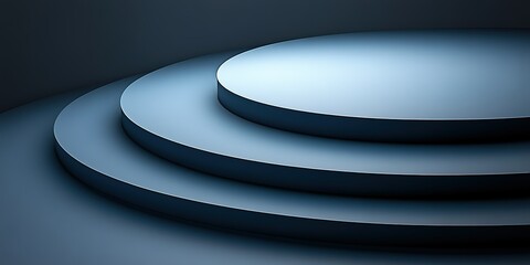 Poster - Circular layers in soft blue light create an artistic ambiance in a modern space