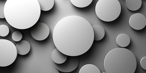 Poster - Unique abstract design featuring overlapping circles in varying sizes and shades of gray against a textured background
