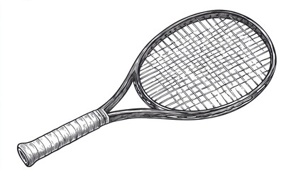 vintage vector illustration of a tennis racket showcasing elegant craftsmanship and intricate design