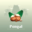 © Foto - Tamil Nadu festival Happy Pongal with Pongal props, holiday Background, pongal celebration greeting card, vector illustration design.