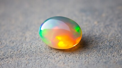 Poster - Beautiful opal gemstone displaying vibrant colors on a textured surface in natural light