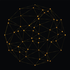 Wall Mural - sphere interconnected with lines and dots pattern abstract background. digital 3d futuristic technol