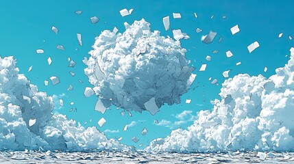 Aufkleber - documents in paper files become misplaced flying sheets blank sheet office element thrown object white trash of a cartoon outlin