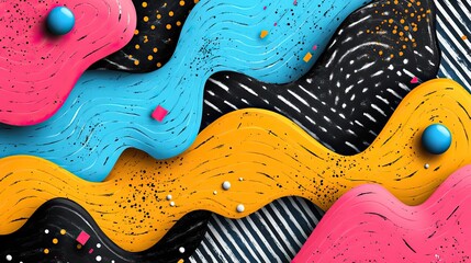 Poster - doodle emphasis arrowicon design quirkytwistzigzag line spring coil curve wave vecto