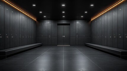 Poster - front face of modern monochromatic gym locker door with a digital lock panel close flat front view angl