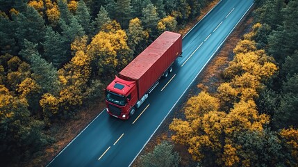 Poster - gps tracking from top view moving truck with container on a ma