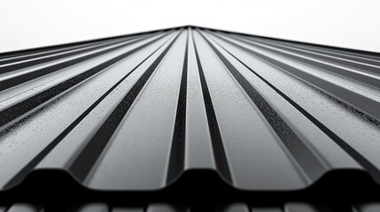 Poster - isolated corrugated metal sheets against a white backdrop 3d illustratio