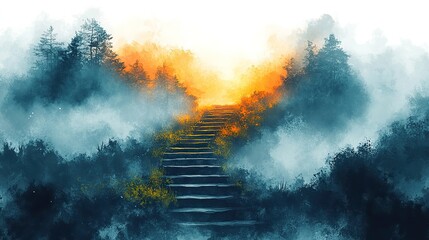 Poster - jacob s ladder digital watercolor illustration