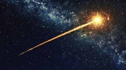 Wall Mural - Bright Meteor Shower Illuminating Night Sky with Cosmic Background