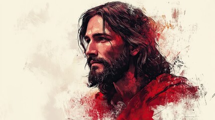 Poster - jesus christ digitally drawn of jesus christ on white background