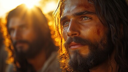 Poster - jesus christ portrait of a beautiful young man with a beard and long hair