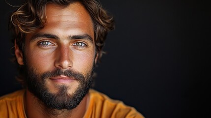 Poster - jesus christ portrait of a handsome young man with a beard on a black background