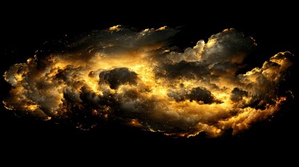 Wall Mural - Golden Cosmic Cloud in Dark Space