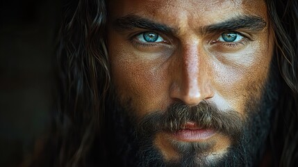 Poster - jesus christ with a long beard portrait