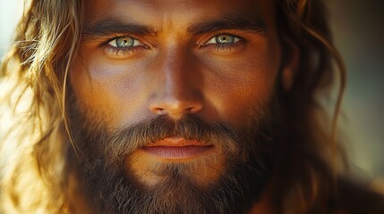 Poster - jesus christ with a long beard portrait