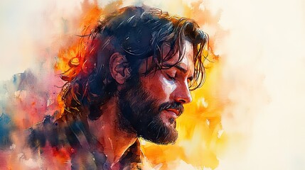 Poster - jesus in prayer christ in humble prayer rendered in gentle watercolor tones