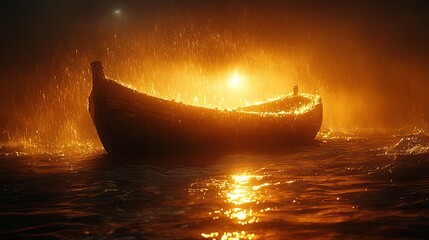 Poster - noah s ark amidst the pouring rain during the flood