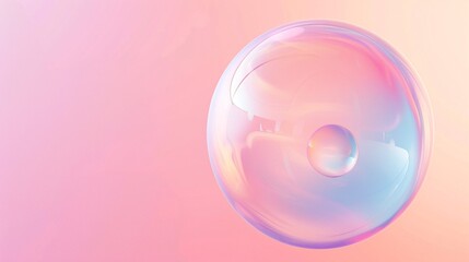 Aufkleber - translucent dreamy bubble with pastel light reflection 3d rendering image. floating sphere artistic 