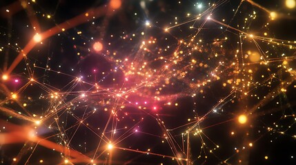 A colorful, starry sky with a network of lines connecting the stars