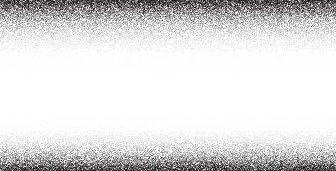 Poster - Grainy noise border featuring black and white dots, glitter, and stipple effects. Abstract geometric design with spray, halftone, and airbrush textures.