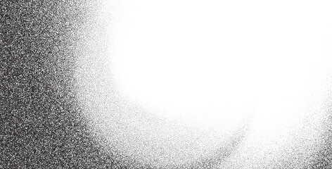 Poster - Abstract noise and grain pattern with spray, glitter, and stipple effects. Black and white geometric design with halftone and gradient fade. Vintage grunge texture.