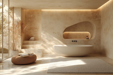 Wall Mural - Serene Minimalist Bathroom Design With Natural Light