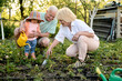 © Iuliia Versta/Stocksy - Little girl working with her grandparents