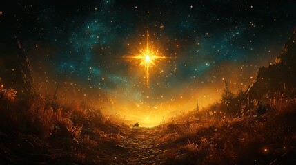 Poster - star of bethlehem the guiding star that led the magi christian symbols and icons digital illustration