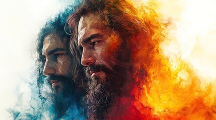Poster - the holy trinity the father the son and the holy spirit digital watercolor painting close up