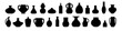 © Evi - Set of icons of vases, clay amphorae. Black silhouette of vessels of different shapes. Vector illustration.