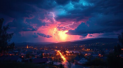 Leinwandbilder - the wrath of god lightning and thunderstorm in the sky