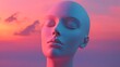 © Gaming - Serene female head sculpture at sunset.