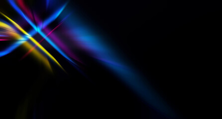 Poster - Dark abstract background with neon lines and shapes.